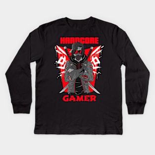 Hardcore Gamer Red Ninja Kids Long Sleeve T-Shirt